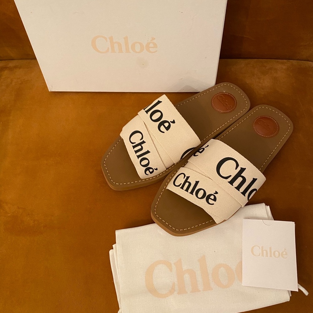 NWT Chloe Woody Flat Sandals Brand New